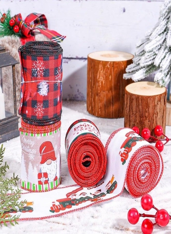 squishy Christmas Ribbon, 10M Red Green Plaid Snowflake Burlap Roll for Gift Wrapping, Christmas Tree Decor, DIY Holiday Crafts, Party Decoration (red (B)) - Image 3